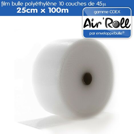 Lot de 20 Rouleaux de film bulle d'air COEX 25cm x 100m