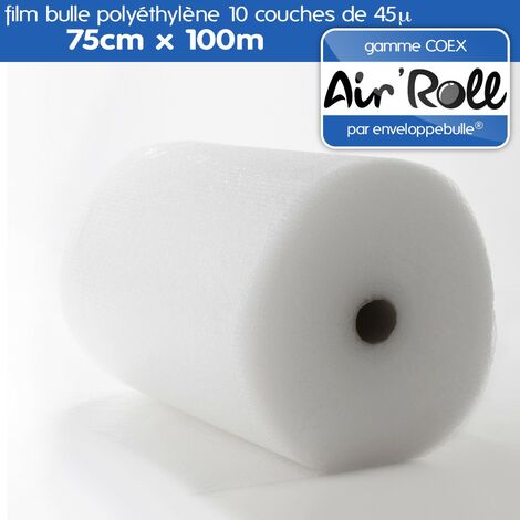 Lot de 1 Rouleau de film bulle d'air COEX 75cm x 100m
