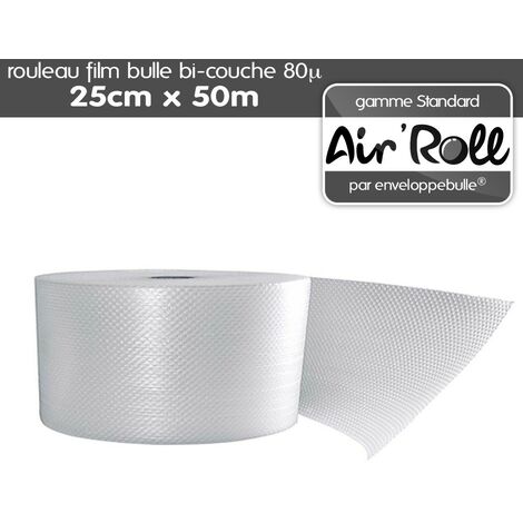 Lot de 6 rouleaux de film bulle d'air bi-couche 80 microns 25cm x 50m