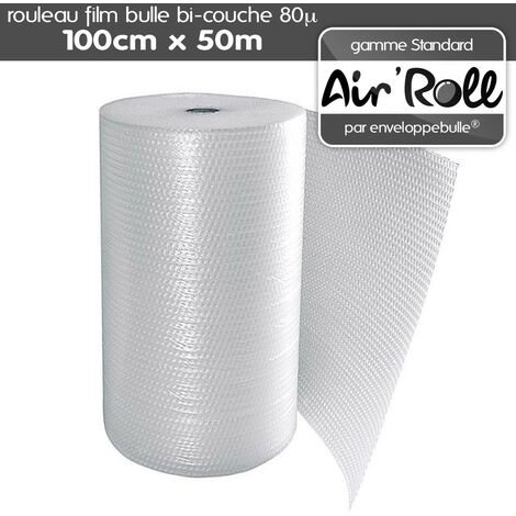 Lot de 20 rouleaux de film bulle d'air bi-couche 80 microns 1m x 50m