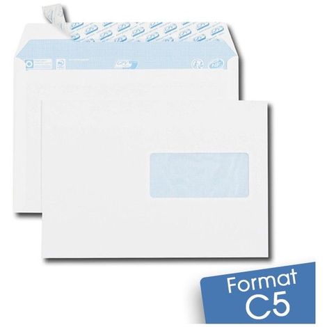 Lot de 50 Enveloppes blanches C5 auto-adhésives à FENÊTRE