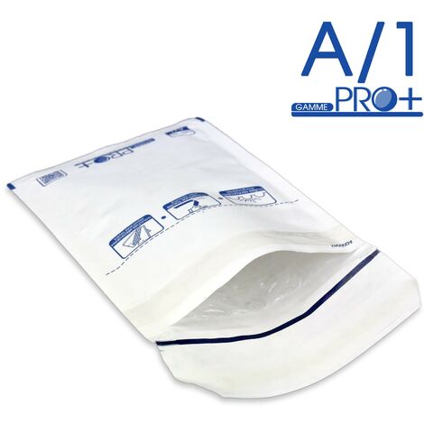 Lot de 100 enveloppes à bulles PRO blanches A/1 90x165 mm – Papier kraft 90 g/m² – Film bulles polyéthylène 10 couches – Fermeture autocollante – Enveloppebulle