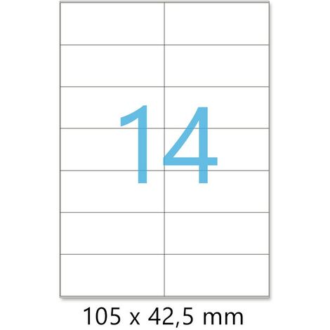Lot de 500 Planches A4 de 14 étiquettes autocollantes 10,5 x 4,25 cm - spéciales ADRESSE