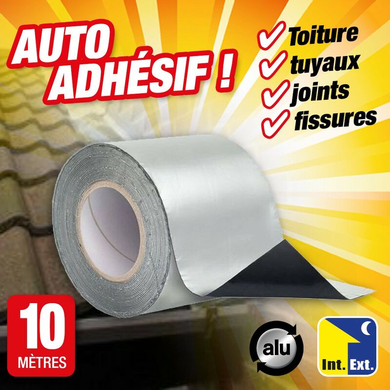 Papier Adhésif Aluminium 10 m Résistant Au Feux-Eaux-Huile Pour