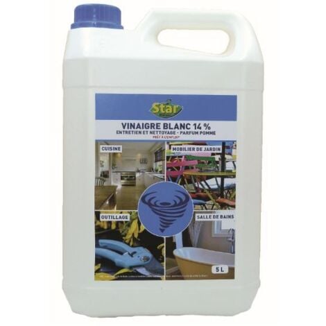 Vinaigre blanc 14 degrés - Produit bactéricide et fongicide, désherbant naturel - 5 litres