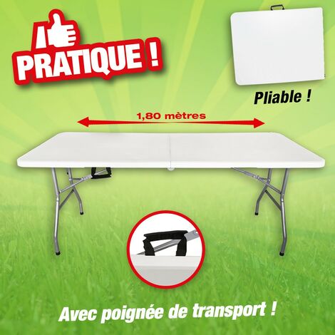 Table pliante multi-usage 180 x 70 x 74 cm : la table pliante à Prix  Carrefour