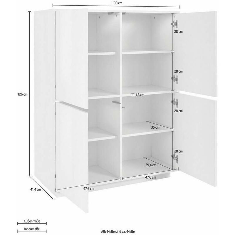 Madia Per Soggiorno Moderna made in Italy 100,1x41,4x126 - BLOOM