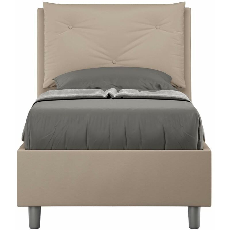 Letto imbottito Singolo 80x210 cm Appia - Senza rete - Microfibra - Sabbia