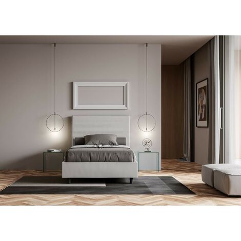 Letto contenitore 140x190 cm in ecopelle tortora DACUT