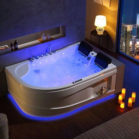 Baignoire Balnéo Luxe D'angle 179x85cm - Avec LED, Ozone, Chauffage, Jets - Neuve