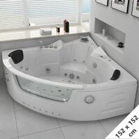 Distribain – Baignoire balnéo 2 places Manhattan 38 jets – Acrylique renforcé – Douchette multijets – Ozonateur – Réchauffeur d'eau 1500W