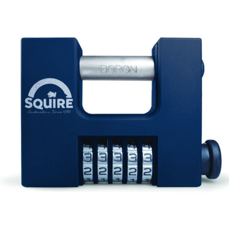 Cadenas à combinaison 5 molettes CBW85 – Acier massif gainé – Sécurité haute sûreté pour chantiers et entrepôts – 100 000 combinaisons possibles – Squire