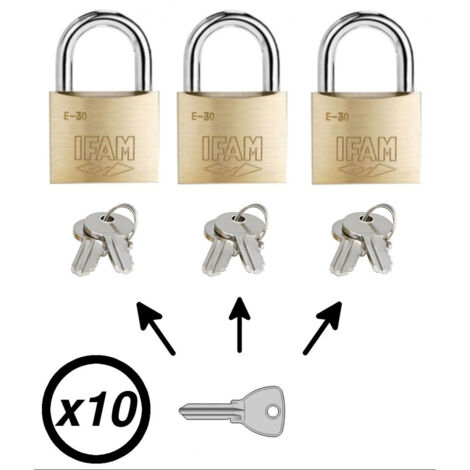 Lot de 10 cadenas 30mm avec clé passe partout (1/2)