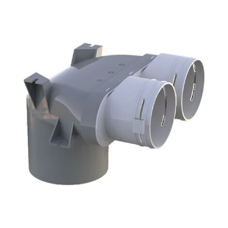 Plenum terminal coudé D125 pour conduit D75 – Débit max 60 m3/h – Montage sous plafond – Température -20 à +60° – Econoprime (1/2)