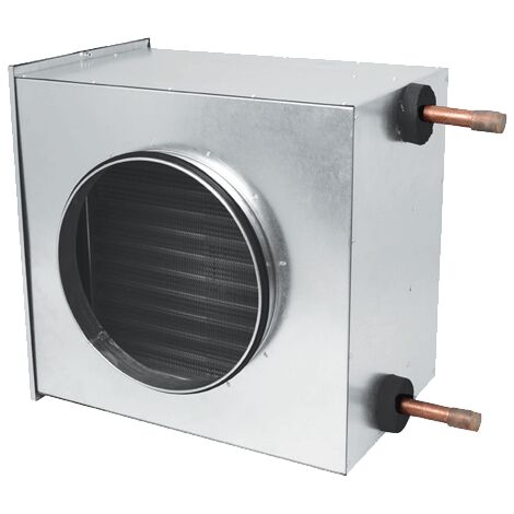 Batterie eau chaude pour conduit D125 – BEDW125 – Débit 270 m3/h – Puissance 3,09 kW – Boîtier acier galva – Econoprime