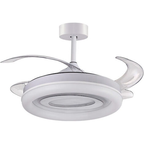 Ventilador DC TEBE blanco, 4 aspas retráctiles, 130W LED 300040006000K, Al.35xD.108/50cm (1/3)