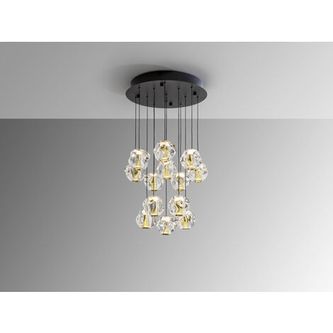 LÁMPARA DE TECHO COLGANTE ZARIA 13L NEGRO/ORO/TRANSP D60 DIM (1/3)