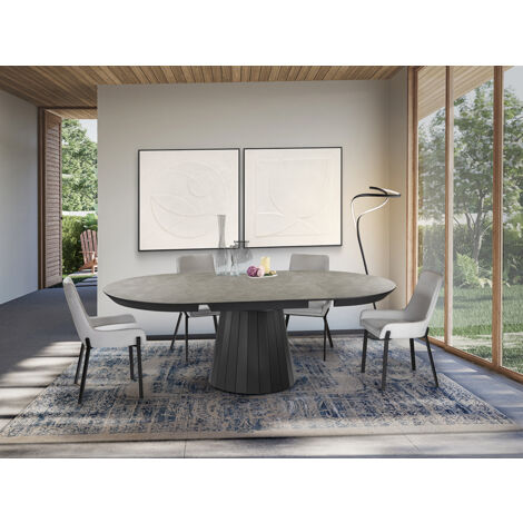 MESA COMEDOR KORIA PIEDRA/NEGRO (1/2)