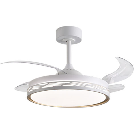 Ventilador DC RIGA blanco/oro, 4 aspas retráctiles, 72W LED 300040006000K (1/2)