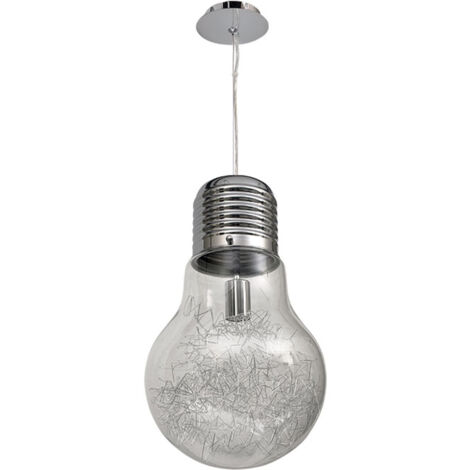 Lámpara de techo colgante LUZ 1xE27 29d Transparente/Cromo