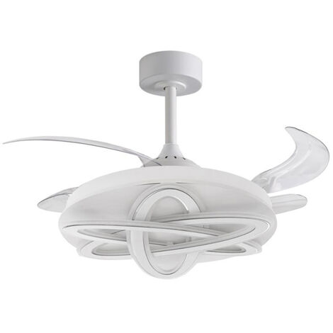 Ventilador DC SATURNO blanca, 4 aspas retráctiles, 200W LED 300040006000K (1/3)