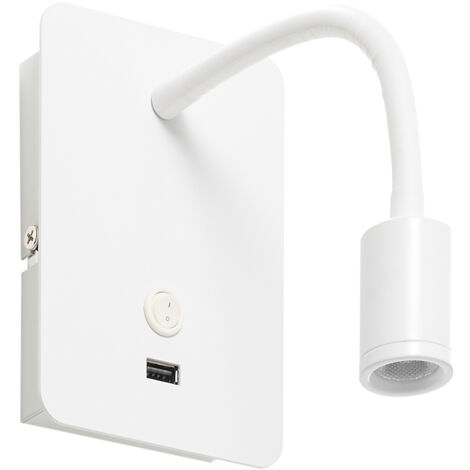 APLIQUE READER FLEX + USB, 3W  (blanco mate) (1/2)