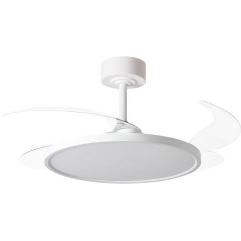 Ventilador DC SLIM blanco, 4 aspas retráctiles, 72W LED 300040006000K, Al.35xD.106/50cm