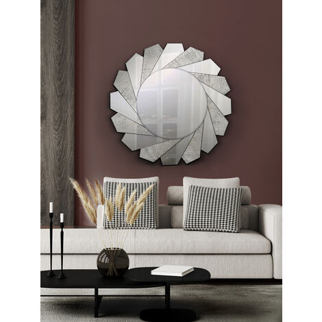  Espejo de pared decorativo redondo de metal negro con cuerda  para colgar en la pared para apartamentos, salones, dormitorios, Blanco,  60cm : Hogar y Cocina