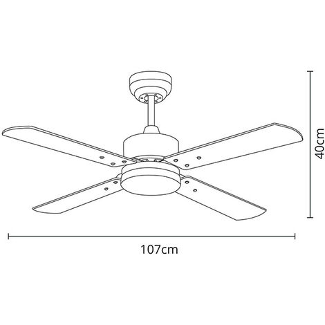 Ventilador DC KENIA blanco D.107cm 4 aspas reversibles, con LED 18W 1800lm 3000-4000-6500K