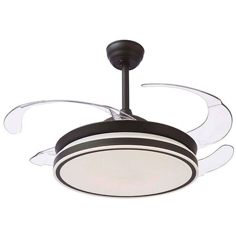 Ventilador DC ASGARD negro, 4 aspas retráctiles, 72W LED 300040006000K, Al.35xD.108/50cm