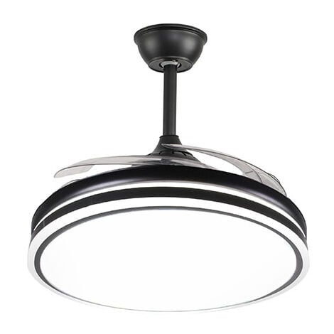 Ventilador DC ASGARD negro, 4 aspas retráctiles, 72W LED 300040006000K, Al.35xD.108/50cm