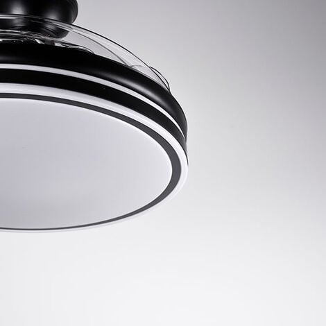 Ventilador DC ASGARD negro, 4 aspas retráctiles, 72W LED 300040006000K, Al.35xD.108/50cm