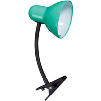 Lámpara de sobremesa CLIP con muelle 1xE27 Verde