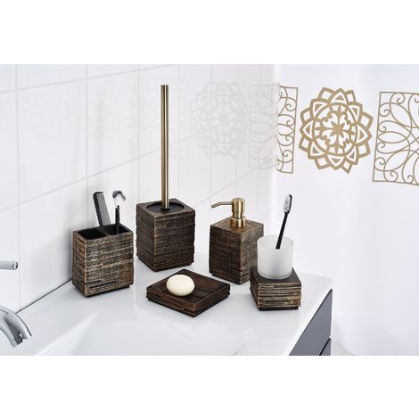 WC-Garnitur Brick bronzefarben | Toilettenbürstenhalter
