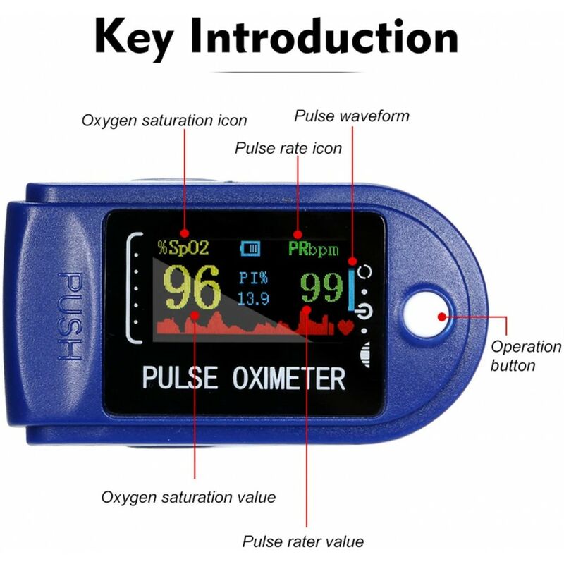 Saturimetro pulsossimetro portatile da dito con display misura battito  cardiaco pulse oximeter