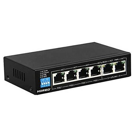 "OBA-206AI: Smart Switch Gigabit Poe a 6 Porte con 4 Porte Poe 802.3af/at, 48V e 60W per Trasmissione Fino a 250 Metri"