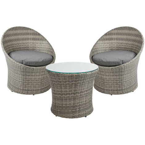 Rattan Effect Egg Chair Table Bistro Set Outdoor Patio Garden Furniture