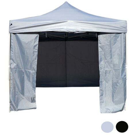 Grey 3x3m Heavy Duty Waterproof Pop-Up Gazebo 4 Sides Canopy Garden Market Stall
