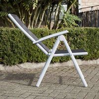 Adjustable Lightweight Aluminium Folding Garden Dining Chair Seats (Black)