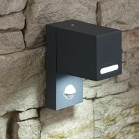 Black Square Up or Down Outdoor Security Wall Light Built-In PIR Motion Sensor