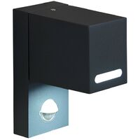 Black Square Up or Down Outdoor Security Wall Light Built-In PIR Motion Sensor