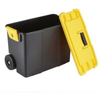 Stackable Plastic Tool Box with Wheels & Handle - Lockable Chest Organiser