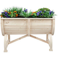 Raised Wooden Planter Barrel Box Flower Vegetable Plant Pot Outdoor Herb Garden