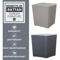 Black Outdoor Rattan Effect Side Table Storage Box Seat Garden Patio Furniture