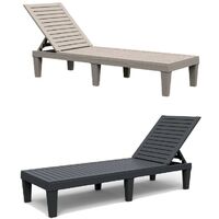 Black Resin Recliner Sun Lounger Day Bed Chair Outdoor Garden Patio Furniture