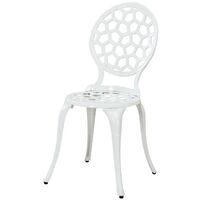 White Metal Garden Patio Bistro Set 2 Dining Chairs Round Table Outdoor Durable