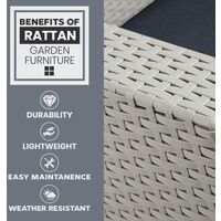 Grey 2-Seater Rattan Effect Lounge Sofa & Cushion Outdoor Garden Patio Furniture