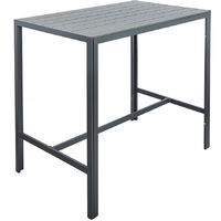 Grey High Outdoor Bar Table Durable Garden Patio Furniture Metal Frame Polywood