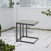 Grey Outdoor Coffee Side Table Garden Patio Furniture Metal Frame