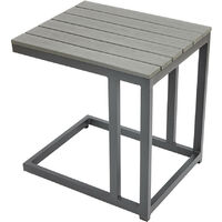 Grey Outdoor Coffee Side Table Garden Patio Furniture Metal Frame